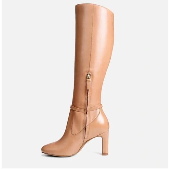 EUC $220 Naturalizer Henry Tan Chestnut Leather Knee High Heeled Boots - Picture 2 of 8